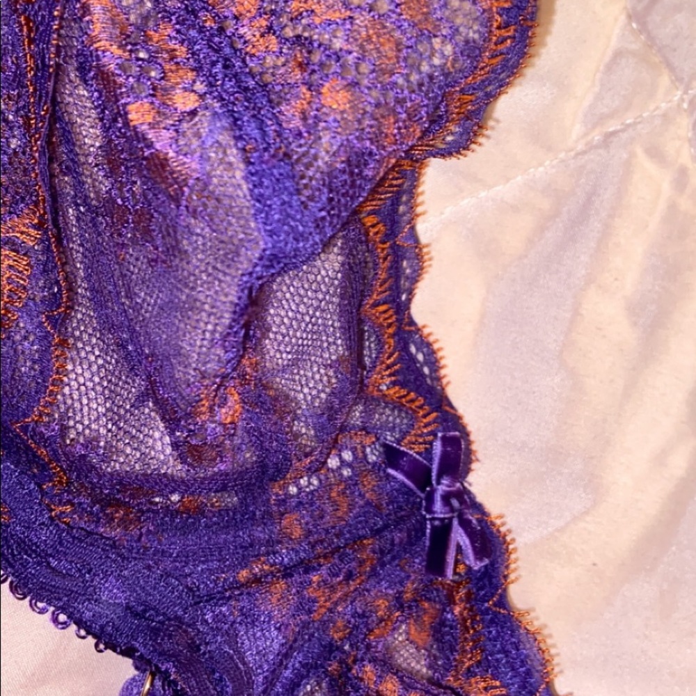 SAVAGEX Purple/Burnt Orange Lace Balconette Bra